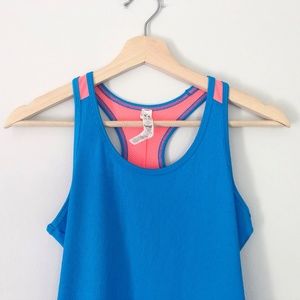 Under Armour Blue & Neon Orange Racerback Tank